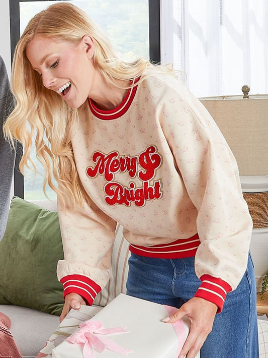 Crew Neck Sweatshirt Merry and Bright